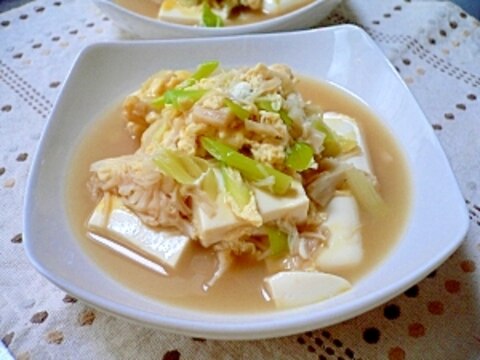 豆腐とホタテの玉子とじ